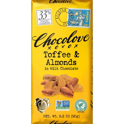 Chocolove 33% Toffee & Almonds Milk Chocolate Bar