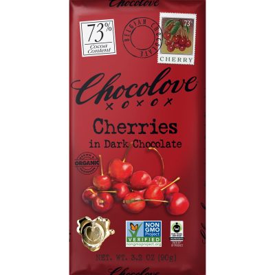 Chocolove 73% Organic Cherries Dark Chocolate Bar
