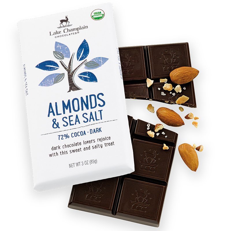 Lake Champlain 72% Almonds & Sea Salt Dark Chocolate Bar