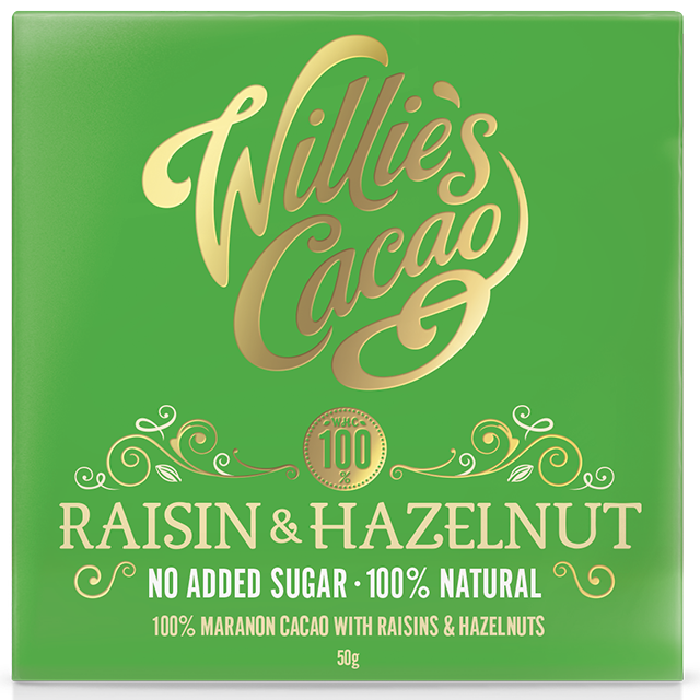 Willie's Cacao Raisin & Hazelnut 100% Cacao Bar