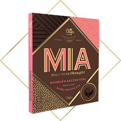 MIA 65% Dark Chocolate Bar with Baobab & Salted Nibs