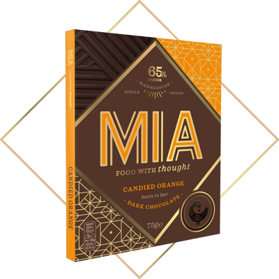 MIA Candied Orange 65% Dark Chocolate Bar