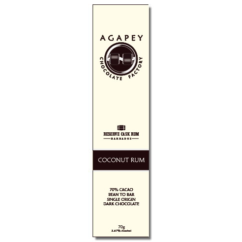 Agapey 70% Coconut Rum Dark Chocolate Bar