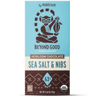 Beyond Good 63% Dark Chocolate Bar with Sea Salt & Nibs-min
