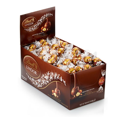 Lindt LINDOR Milk Chocolate Hazelnut Truffle Box - 120-Count