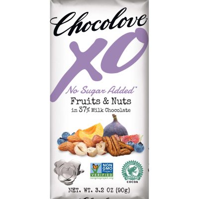 Chocolove XO No Sugar Added 37% Milk Chocolate Bar with Fruits & Nuts