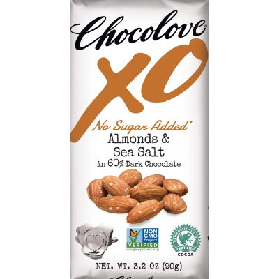 Chocolove XO No Sugar Added 60% Dark Chocolate Bar with Almonds & Sea Salt