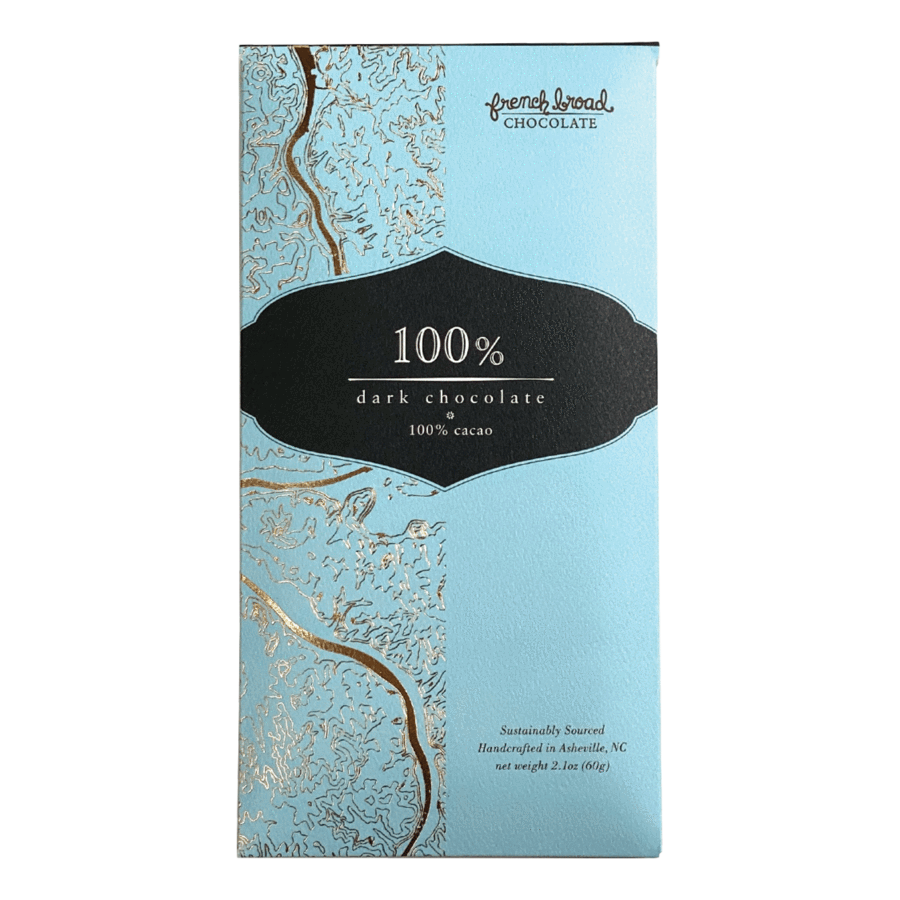 French Broad Chocolate 100 Cacao Dark Chocolate Bar World Wide Chocolate