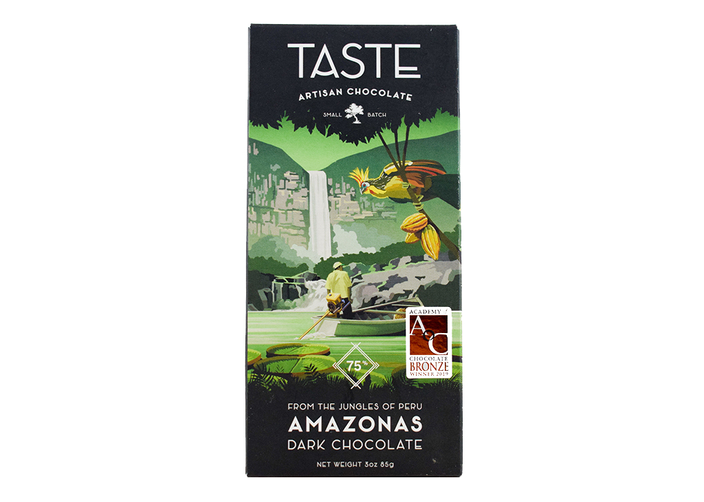 Taste Artisan Chocolate Amazonas Peru 75% Dark Chocolate Bar
