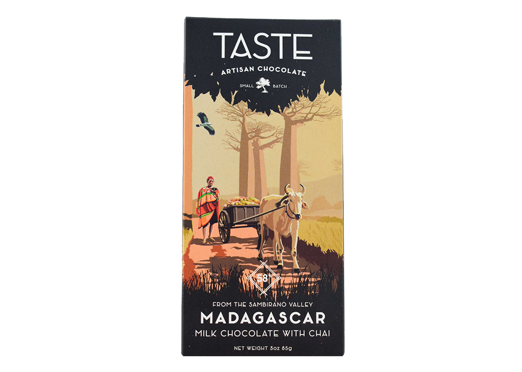 Taste Artisan Chocolate Madagascar 58% Dark Milk Chocolate Bar with Chai
