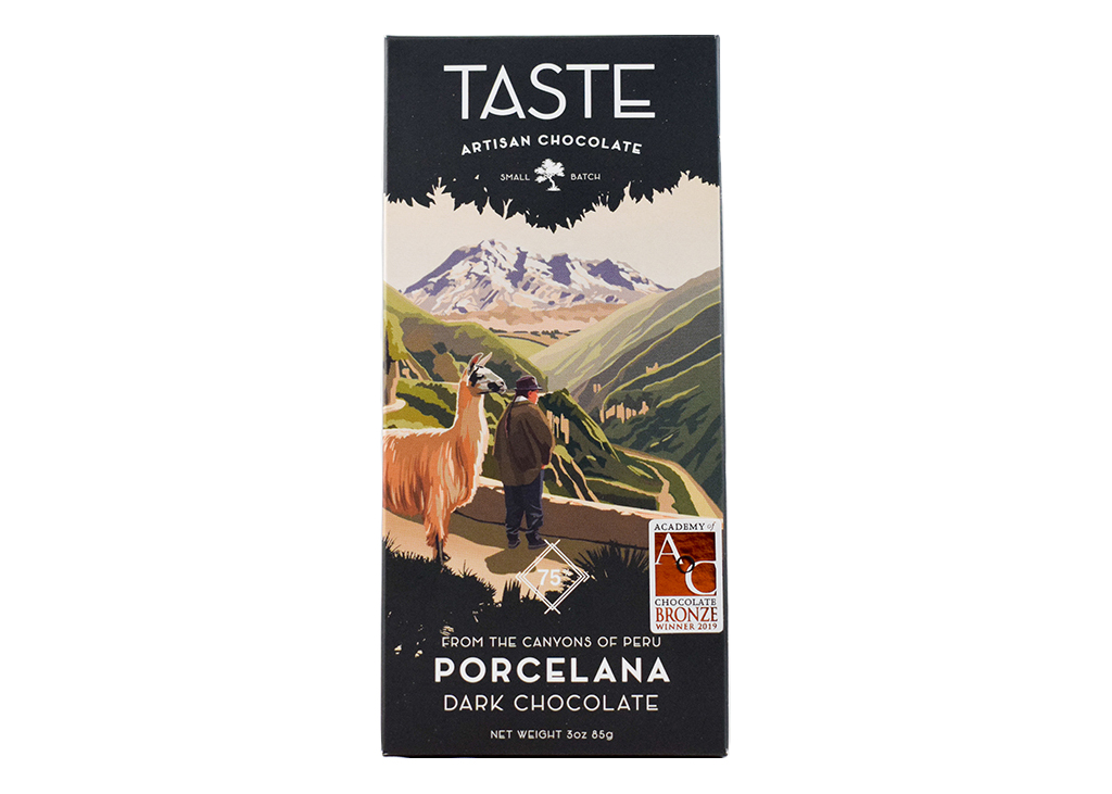 Taste Artisan Chocolate Porcelana 75% Dark Chocolate Bar