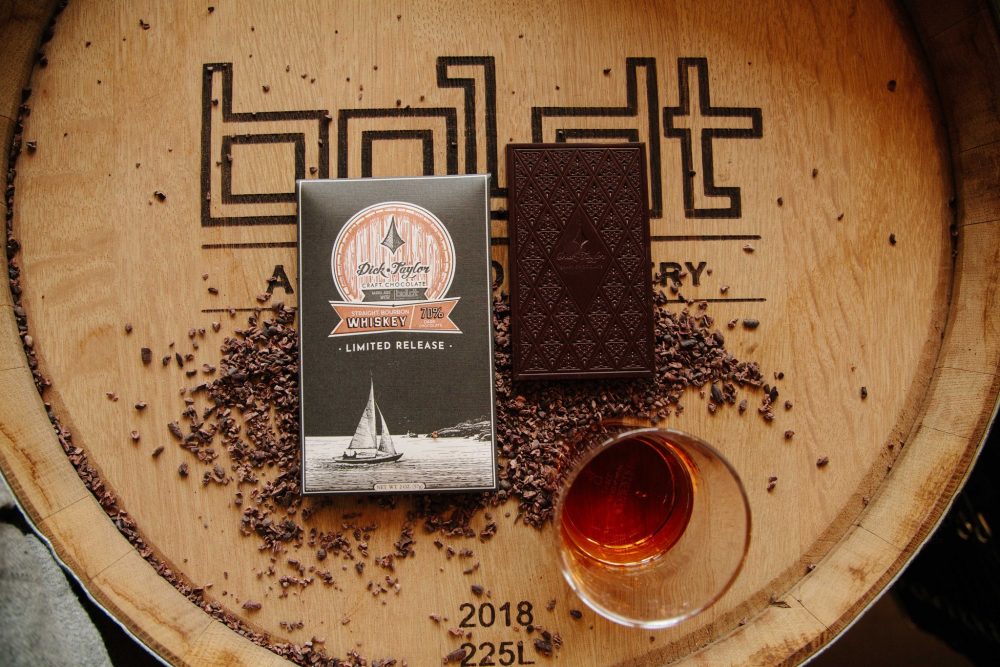 Dick Taylor Limited Release Straight Bourbon Whiskey 70% Dark Chocolate Bar Lifestyle 1