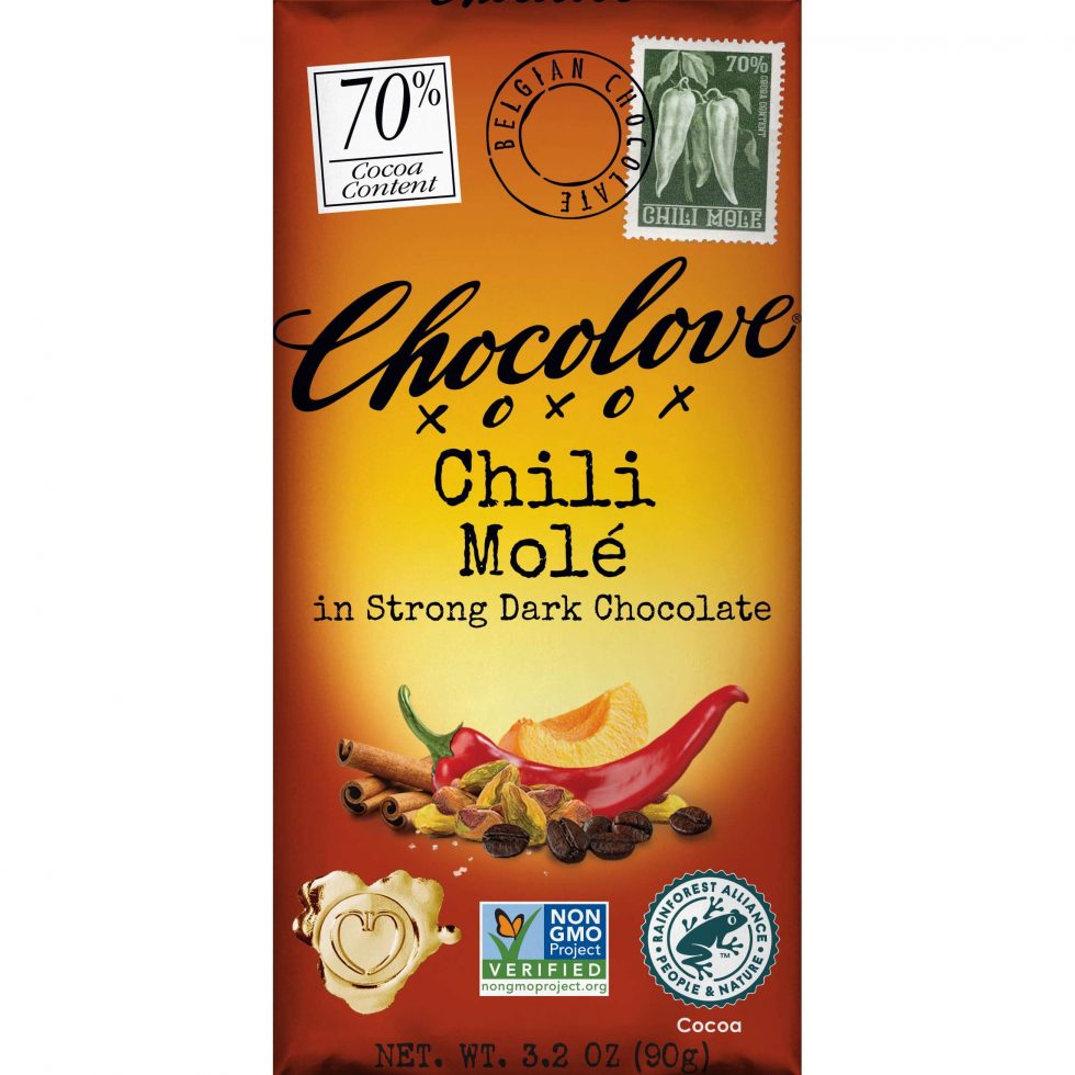 Chocolove 70 Dark Chocolate Bar with Chili Molé World Wide Chocolate