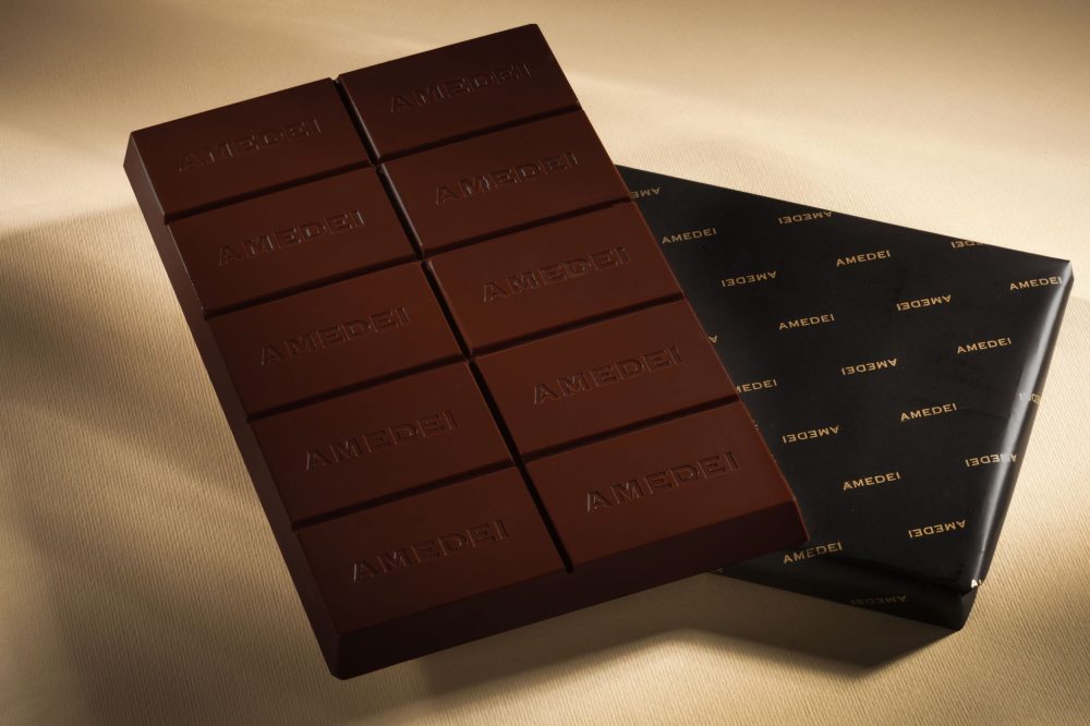 Amedei Chuao 70% Dark Couverture Chocolate Block Open