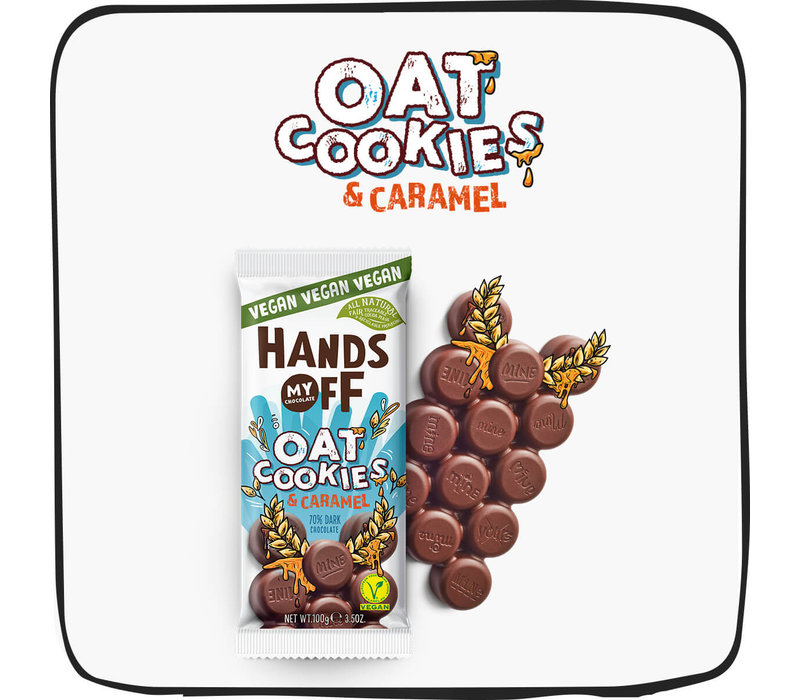 Hands Off My Chocolate 70% Dark Chocolate Bar with Oat Cookies & Caramel