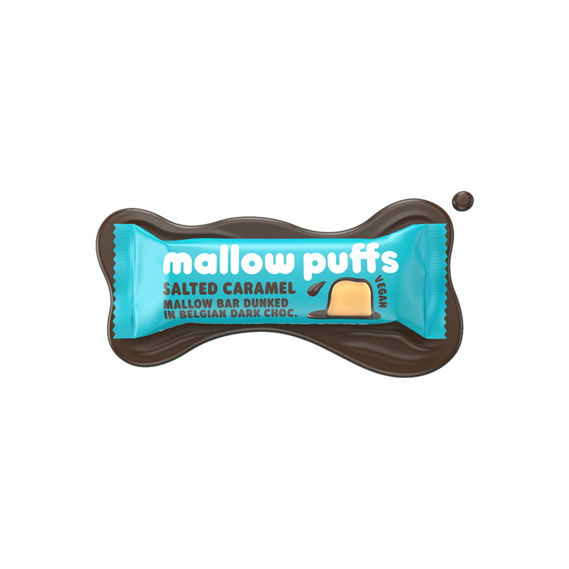 Mallow Puffs Vegan Dark Chocolate Salted Caramel Mallow Bar