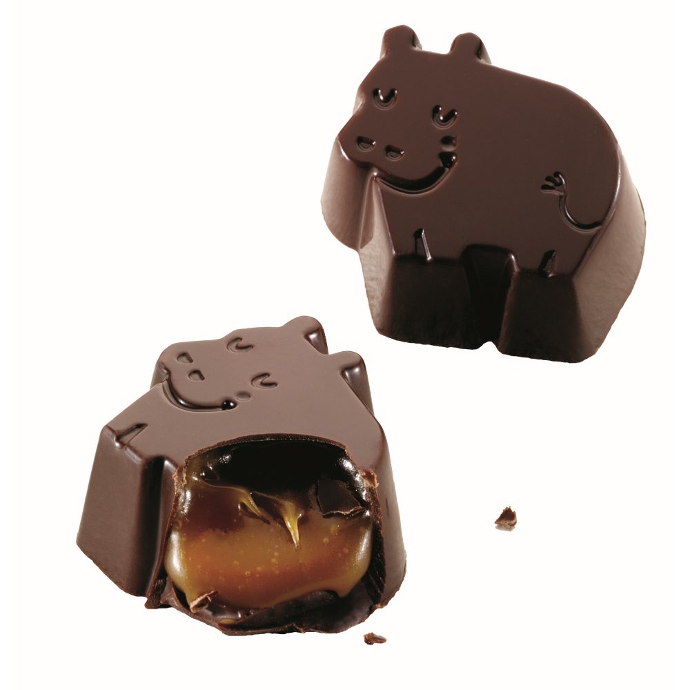 Barú Dark Chocolate Dreamy Chocolate Hippos with Sea Salt Caramel Open