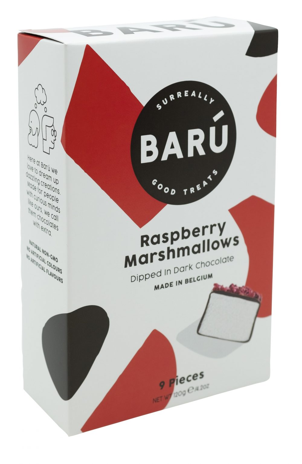 Barú 9-Piece Dark Chocolate Covered Marshmallows with Raspberry