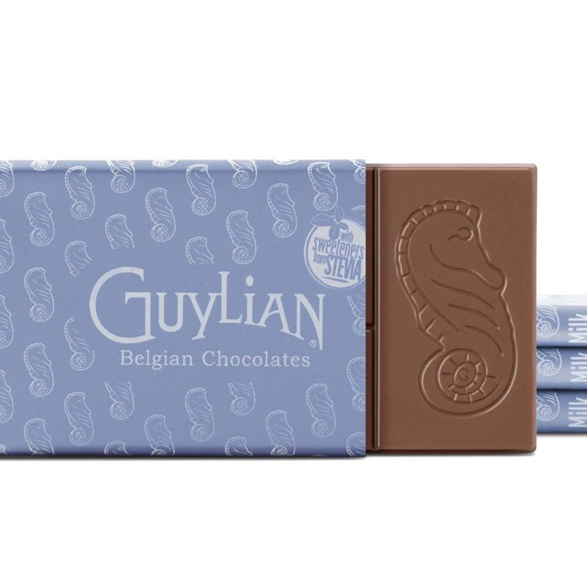 Guylian No Sugar Added 49% Milk Chocolate Bar Open Single Piece