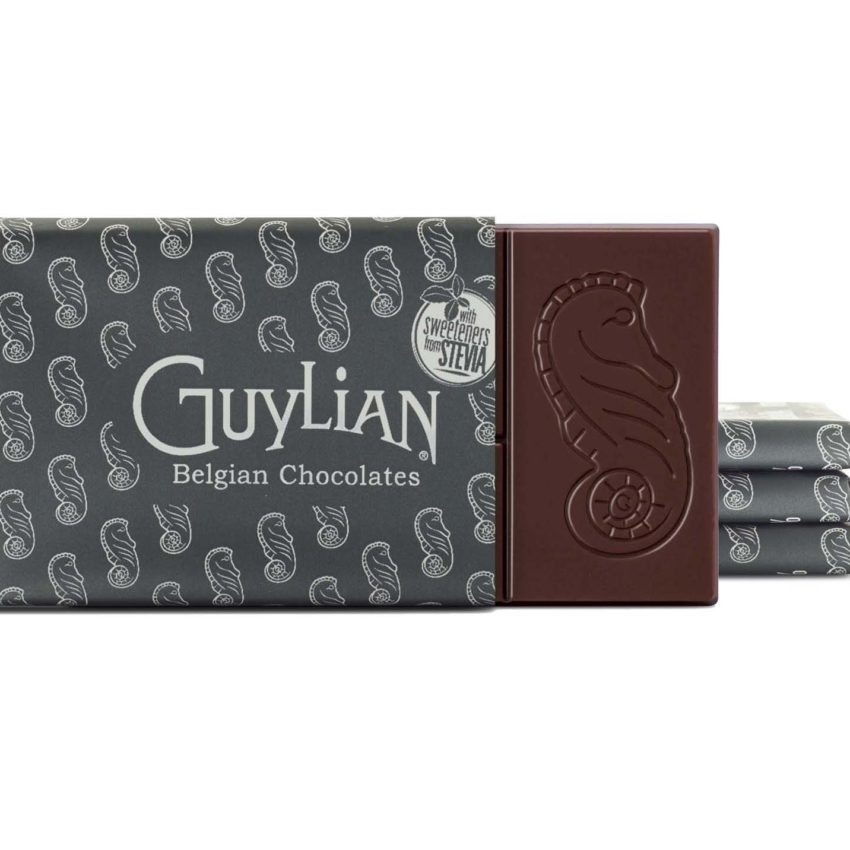 Guylian No Sugar Added Intense 84% Dark Chocolate Bar Single Open Piece