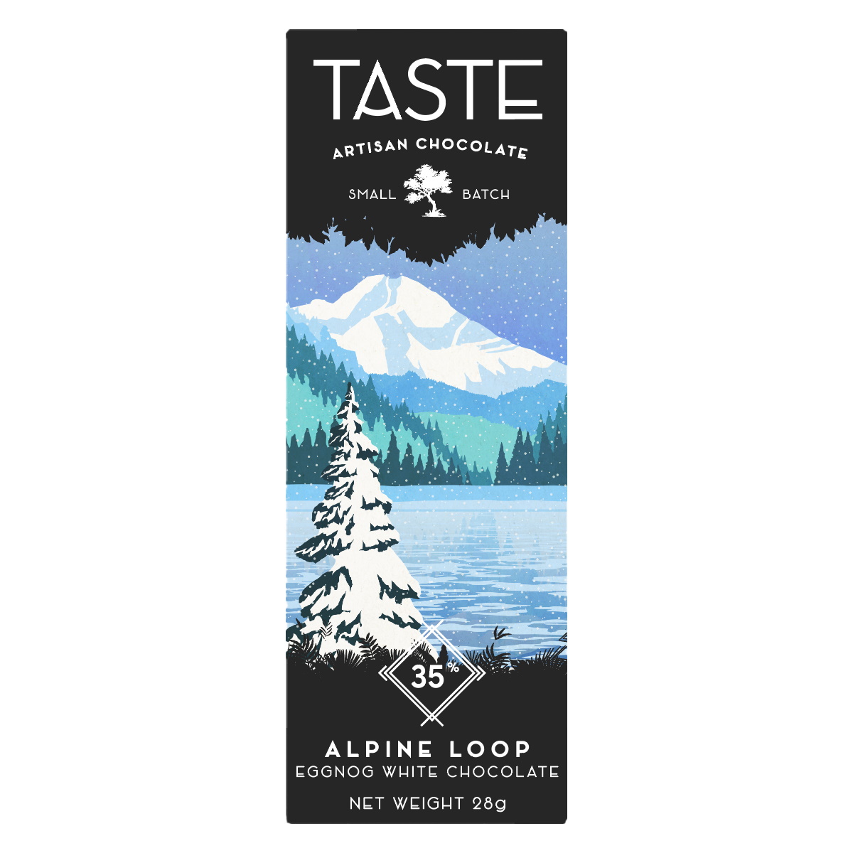 Taste Artisan Chocolate Alpine Loop 35% White Chocolate Bar with Eggnog