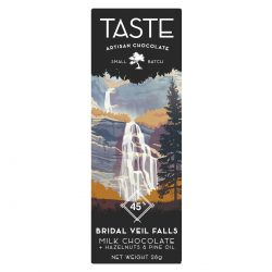Taste Artisan Chocolate Bridal Veil Falls 45% Milk Chocolate Bar with Hazelnuts & Pine Oil