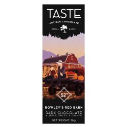 Taste Artisan Chocolate Rowley's Red Barn 52% Dark Chocolate Bar with Apple, Spices & Orange