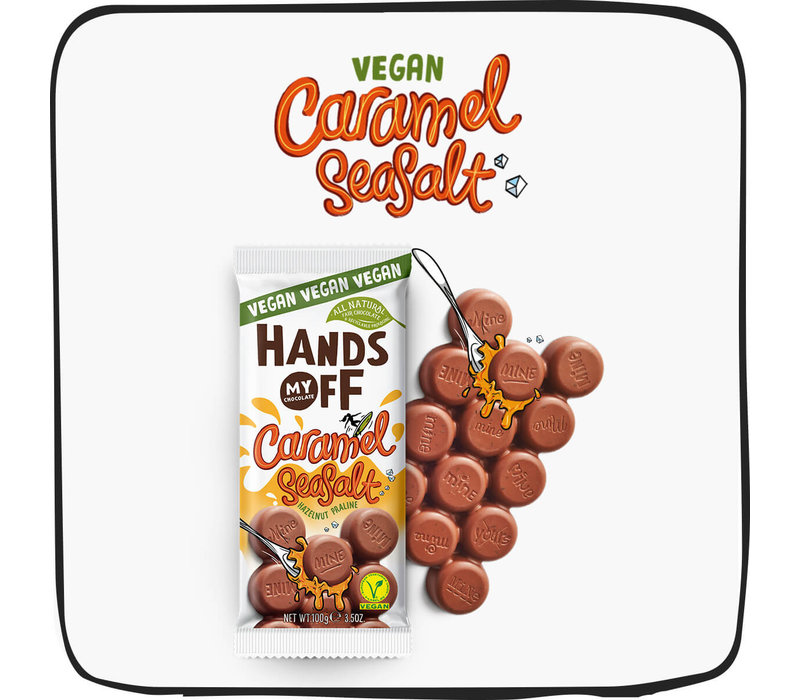 Hands Off My Chocolate Vegan Milk Chocolate Bar with Caramel Sea Salt & Hazelnut Praline
