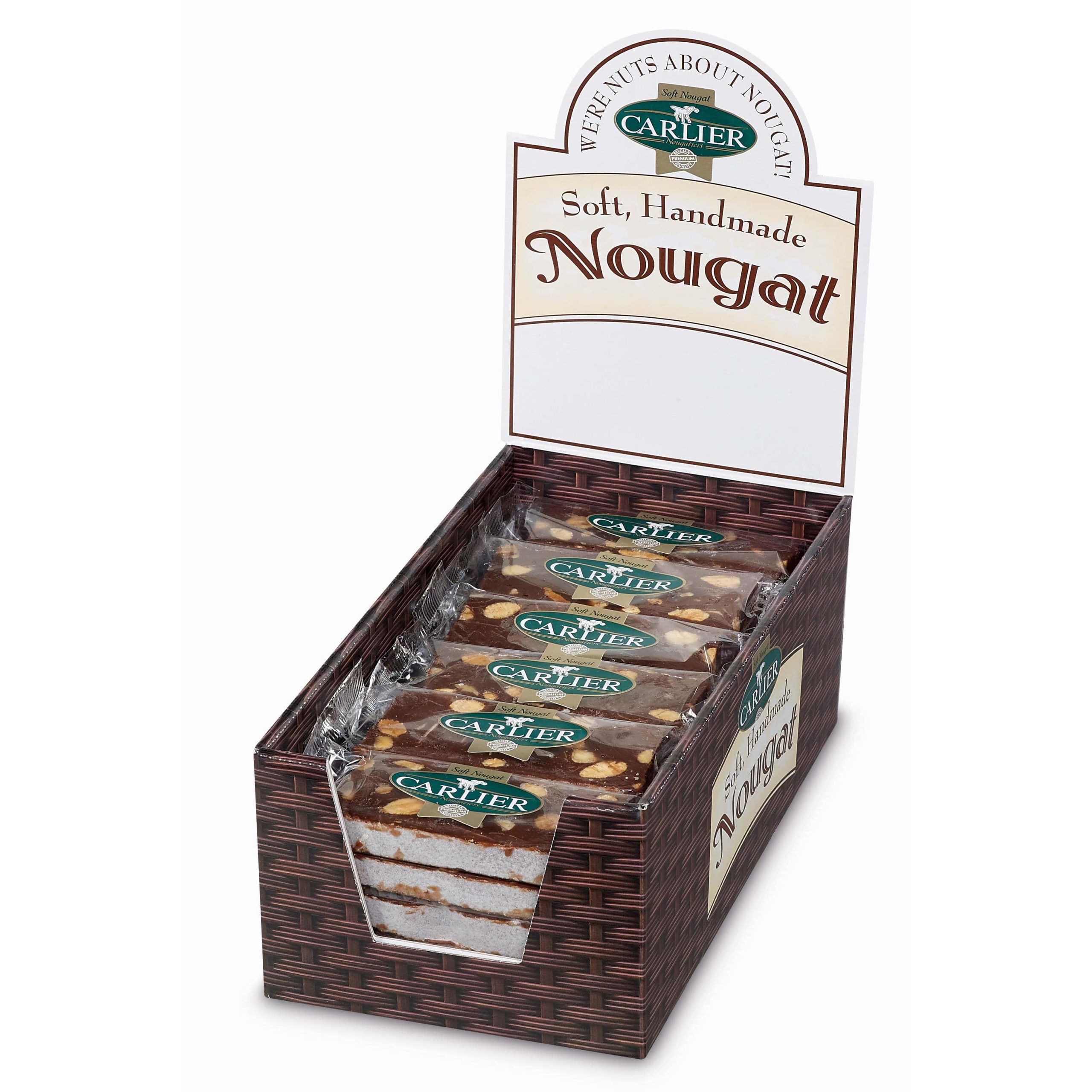 Carlier Chocolate Nougat Bar with Almonds & Fleur de Sel Display-min