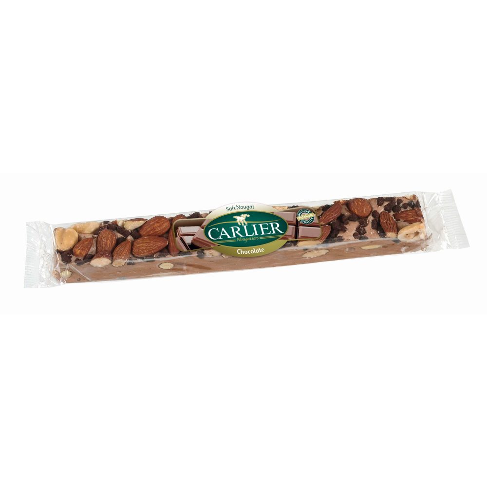 Carlier Deluxe Chocolate Nougat Bar with Almonds & Hazelnuts-min