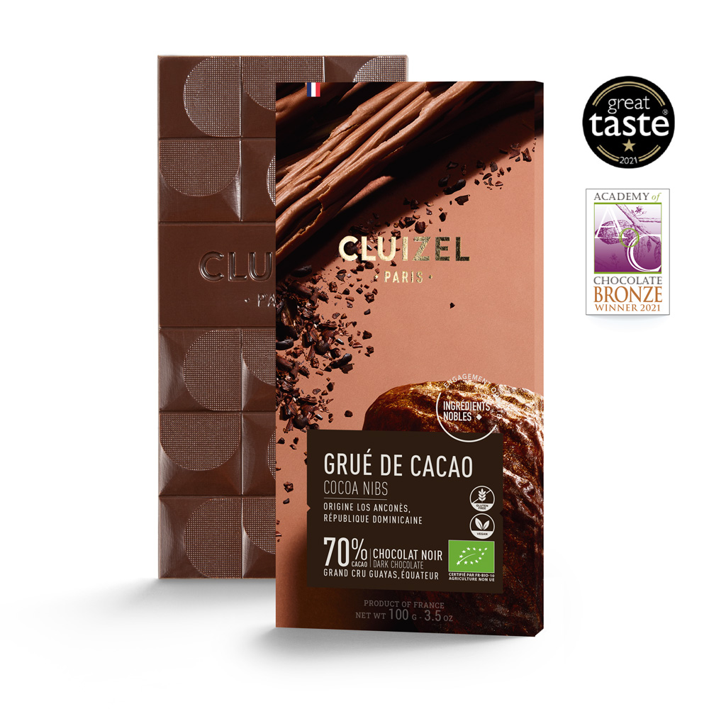 Michel Cluizel Guayas Ecuador Organic 70% Dark Chocolate Bar with Cocoa Nibs