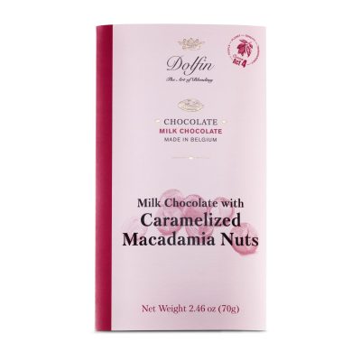 Dolfin 37% Milk Chocolate Bar with Caramelized Macadamia Nuts-min