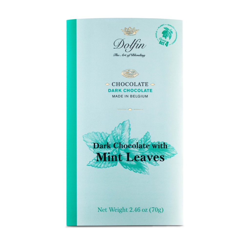 Dolfin 60% Dark Chocolate Bar with Mint Leaves-min