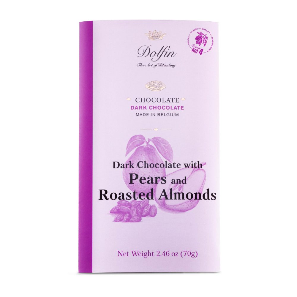 Dolfin 60% Dark Chocolate Bar with Pears & Roasted Almonds-min