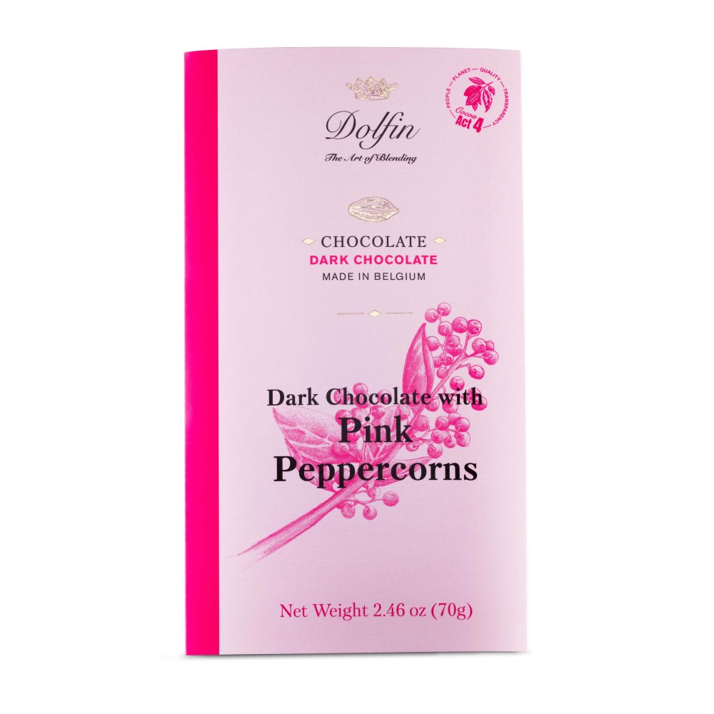 Dolfin 60% Dark Chocolate Bar with Pink Peppercorns-min