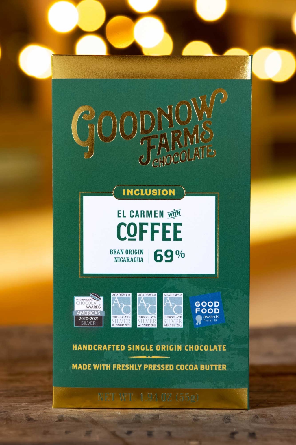 Goodnow Farms El Carmen Nicaragua 69% Dark Chocolate Bar with Coffee