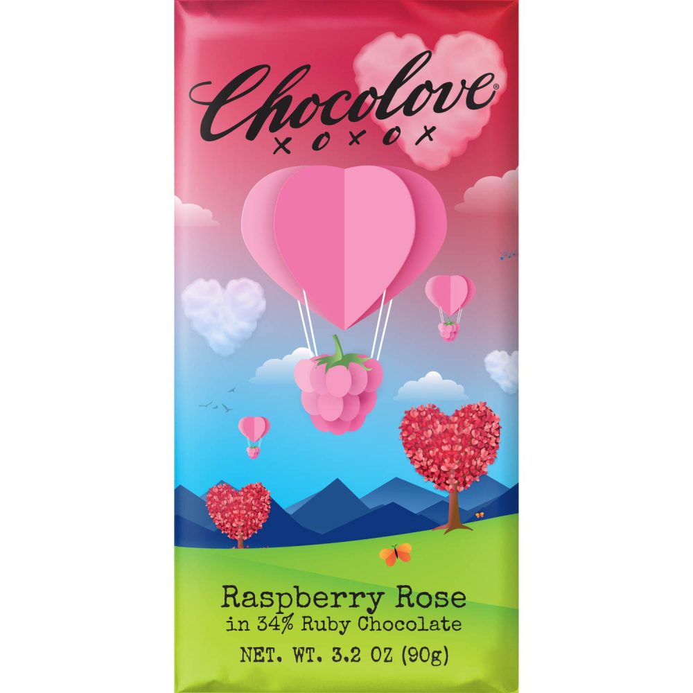 Chocolove 34% Ruby Chocolate Bar with Raspberry Rose Filling