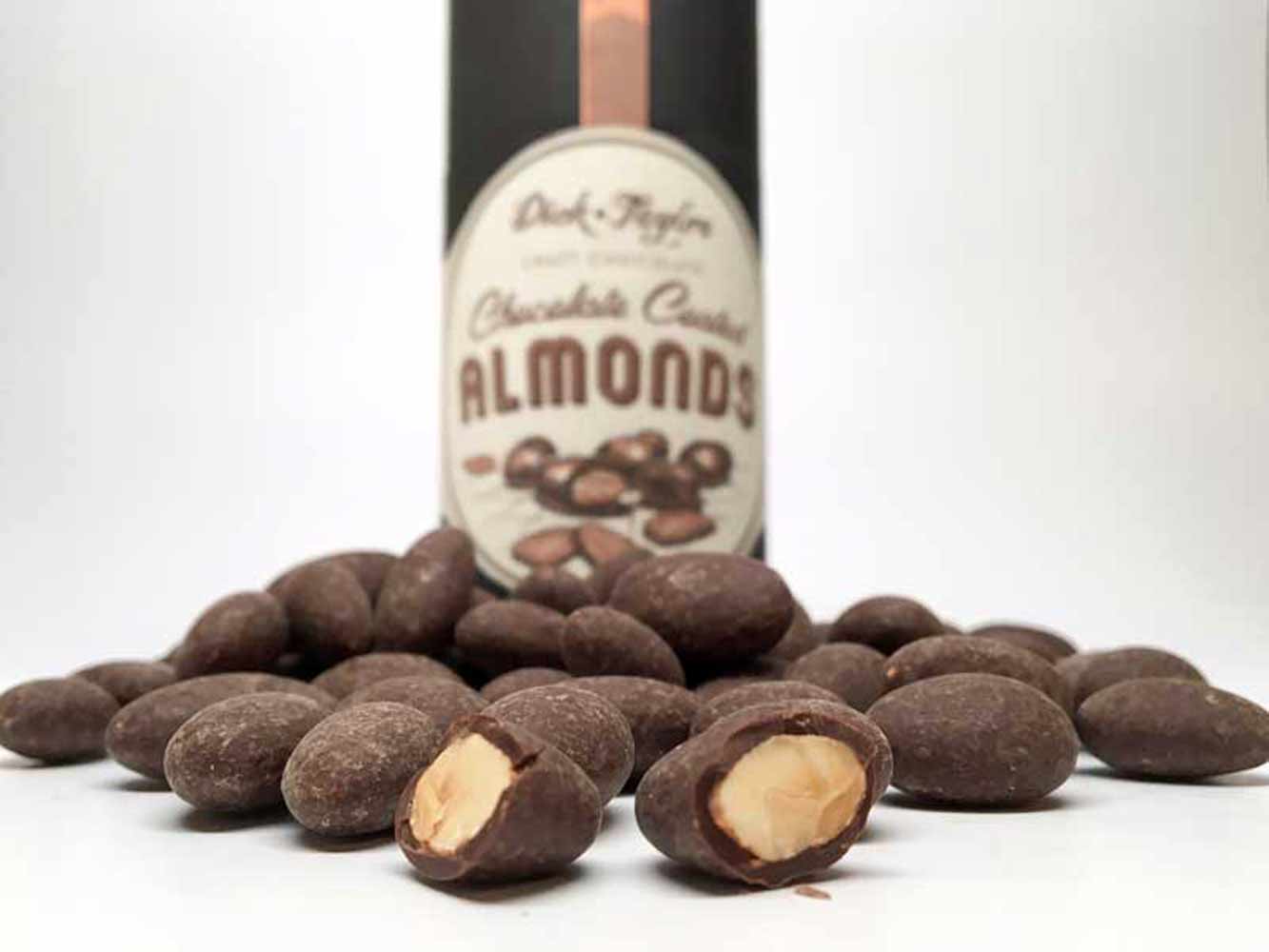 Dick Taylor Belize 65% Dark Chocolate Covered Almonds Lifestyle 2 Dick Taylor Belize 65% Dark Chocolate Covered Almonds Lifestyle 2