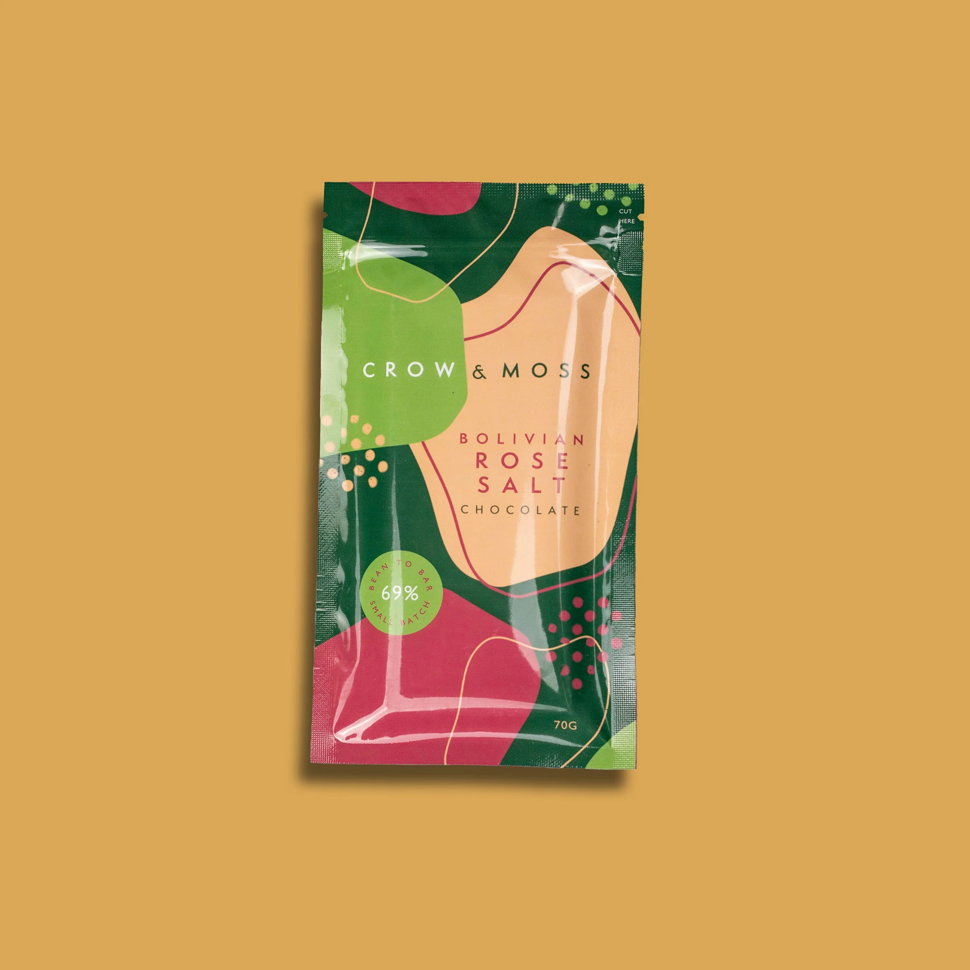 Crow & Moss 69% Dark Chocolate Bar with Bolivian Rose Salt