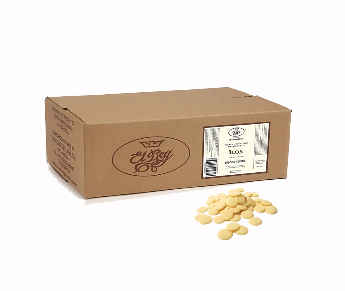 El Rey Icoa 34% White Couverture Chocolate Discs El Rey Icoa 34% White Couverture Chocolate Discs