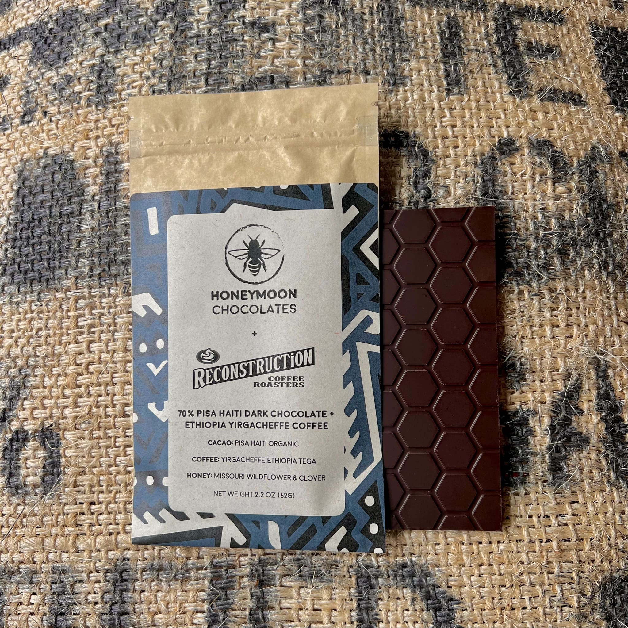 Honeymoon Chocolates Haiti 70 Dark Chocolate Bar with Reconstruction Coffee-min
