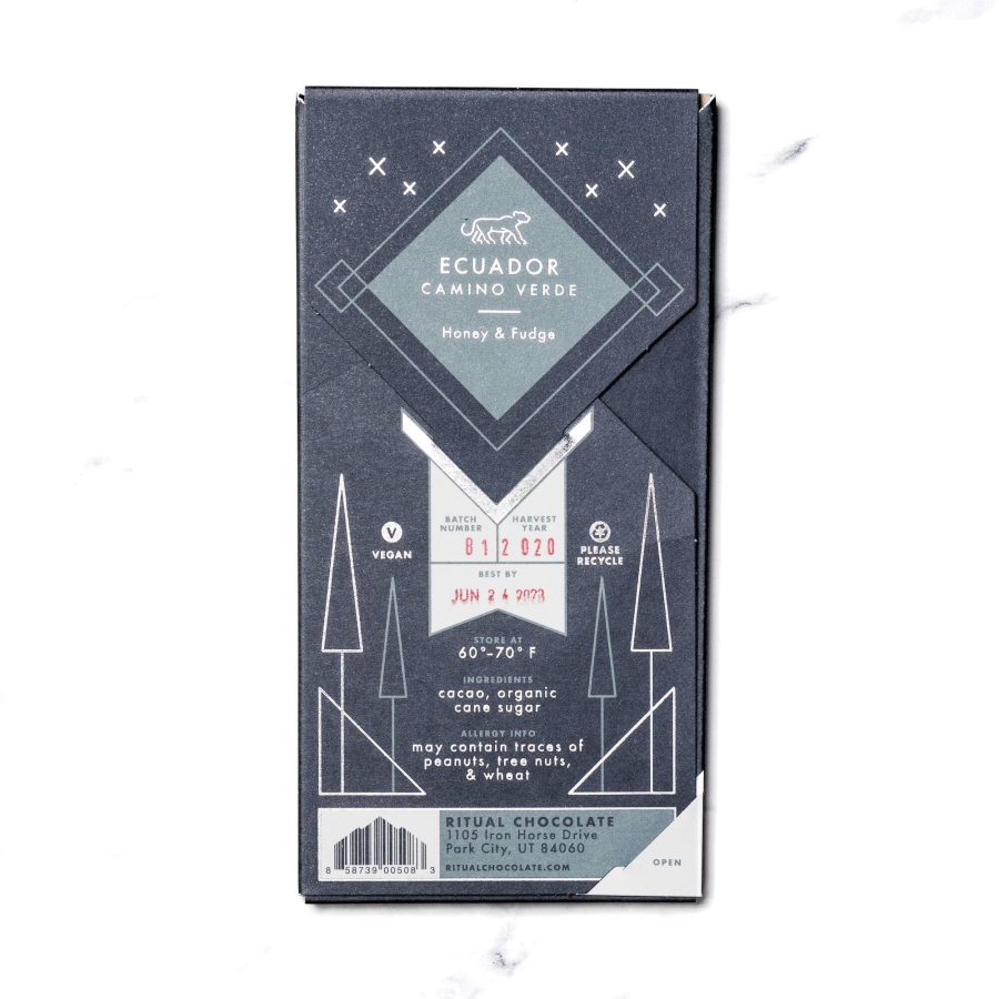Ritual Camino Verde Ecuador 85% Dark Chocolate Bar Back-min