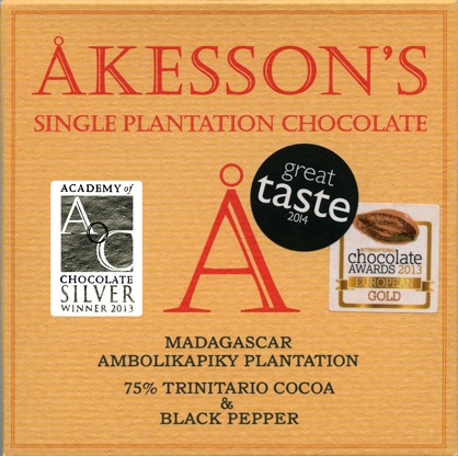 Akesson's Ambolikapiky Plantation Madagascar 75% Trinitario Dark Chocolate Bar with Black Pepper Akesson's Ambolikapiky Plantation Madagascar 75% Trinitario Dark Chocolate Bar with Black Pepper