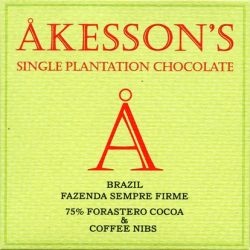 Akesson's Fazenda Sempre Firme Brazil 75% Forastero Dark Chocolate Bar with Coffee Nibs