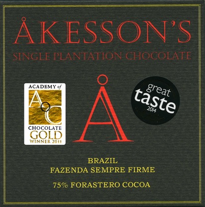 Akesson's Fazenda Sempre Firme Brazil 75% Forastero Dark Chocolate Bar Akesson's Fazenda Sempre Firme Brazil 75% Forastero Dark Chocolate Bar