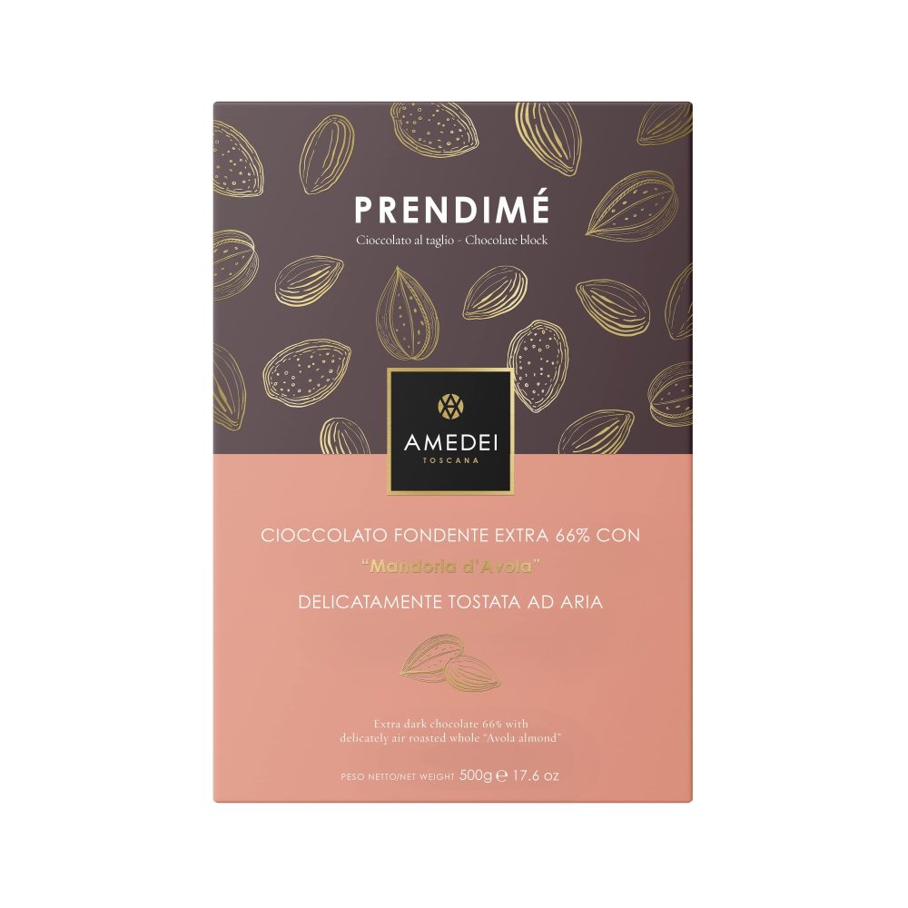 Amedei Prendime Toscano Black 66% Dark Chocolate with Avola Almonds (500g)