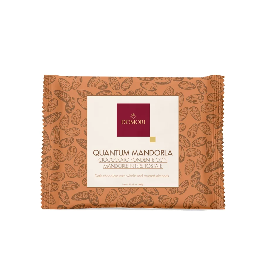 Domori Quantum Mandorla Dark Chocolate Gifting Block with Whole & Roasted Almonds
