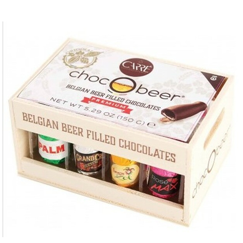 Chocolatier Carre 12-Piece Assorted Belgian Beer-filled Chocolates in Wooden Gift Box