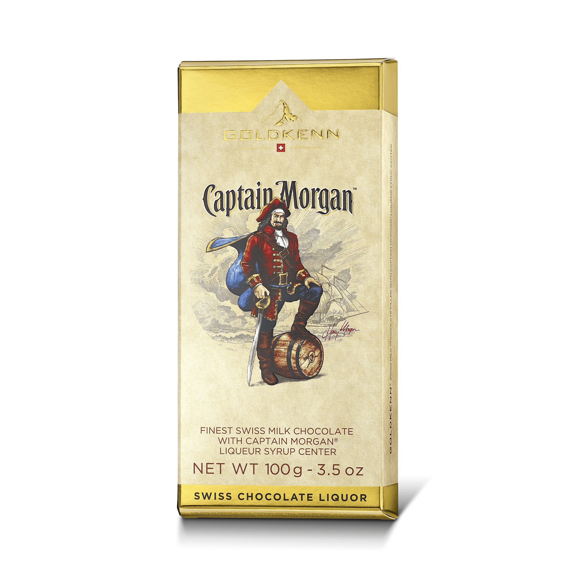 Goldkenn 37% Milk Chocolate Bar with Captain Morgan Liqueur Syrup Center-min