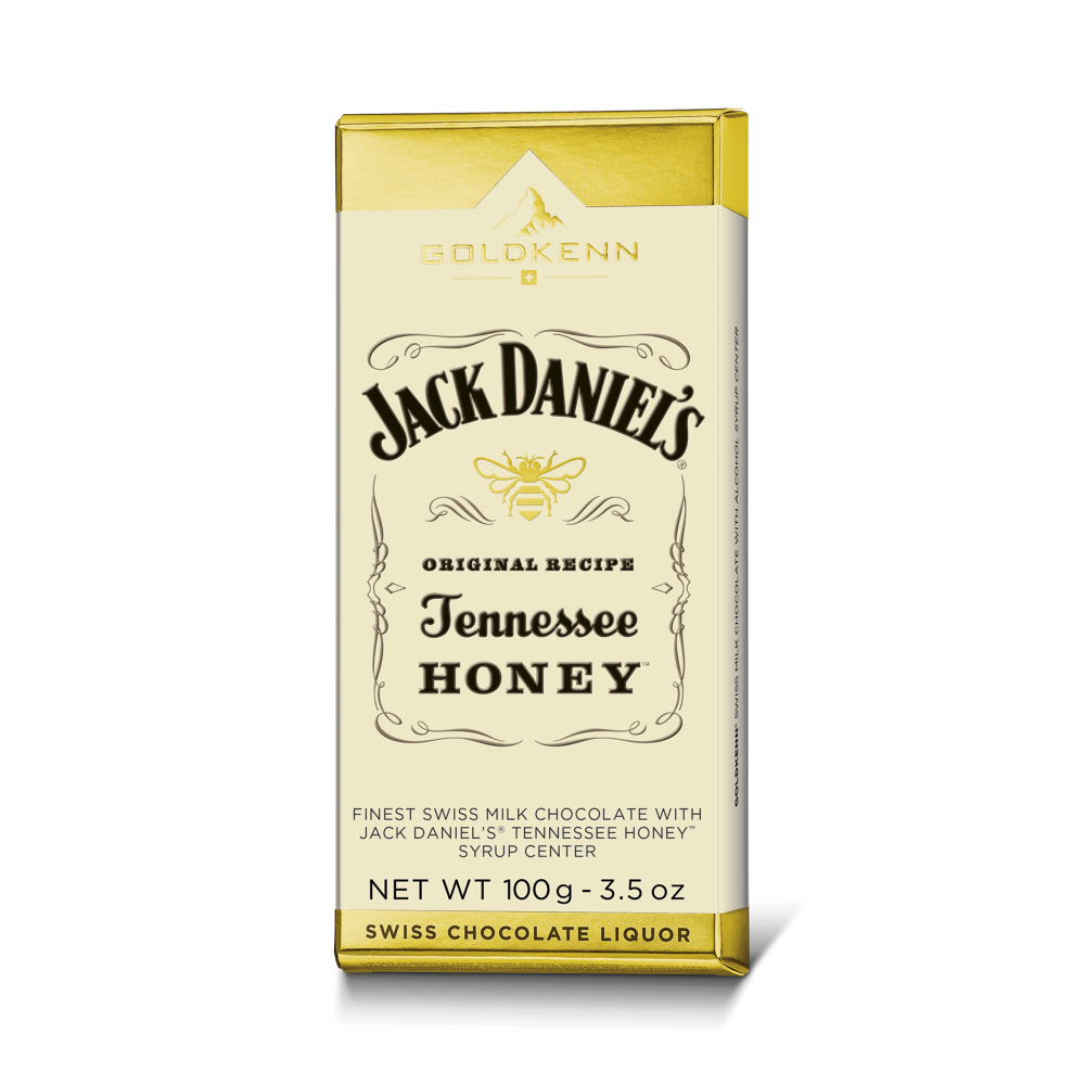 Goldkenn 37% Milk Chocolate Bar with Jack Daniel's Tennessee Honey Syrup Center-min